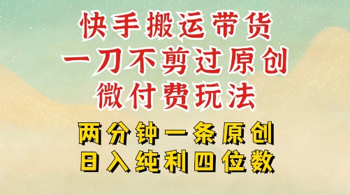 快手黑科技搬运带货，一刀不剪过原创，微付费投流玩法，轻松日入四位数，深层揭秘玩法-网亿资源平台