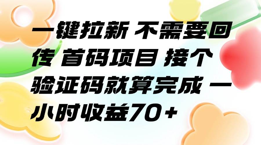 （15588期）一键拉新 不需要回传 首码项目 接个验证码就算完成 一小时收益70+-网亿资源平台
