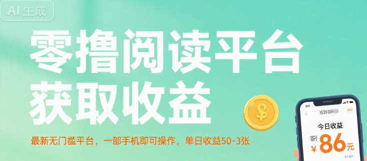 零撸阅读平台获取收益，最新无门槛平台，一部手机即可操作，单日收益50-3张【揭秘】-邪修侠