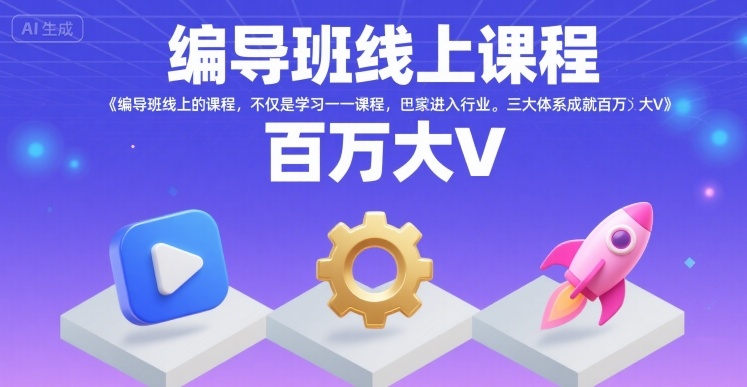 编导班线上课程，不仅是学习一门课程，更是进入一个行业，三大体系成就百万大V-网亿资源平台
