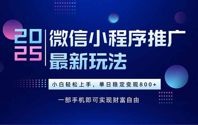（15603期）25年下半年微信小程序推广最新玩法，轻松日入800+-网亿资源平台