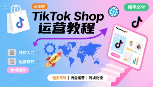TikTok Shop从0到1运营教程，TikTok跨境电商新手必学课程-网亿资源平台