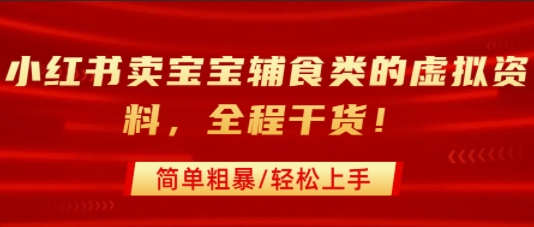 小红书卖宝宝辅食类的虚拟资料，从引流到私域变现，全程干货，简单粗暴，轻松上手-邪修侠 - 演示