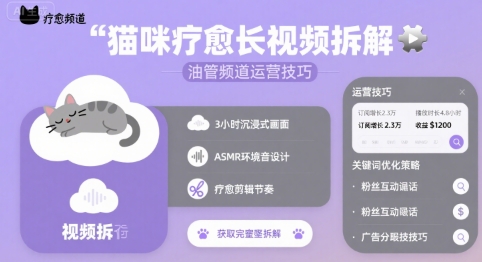猫咪疗愈长视频拆解 &油管频道运营技巧-邪修侠 - 演示