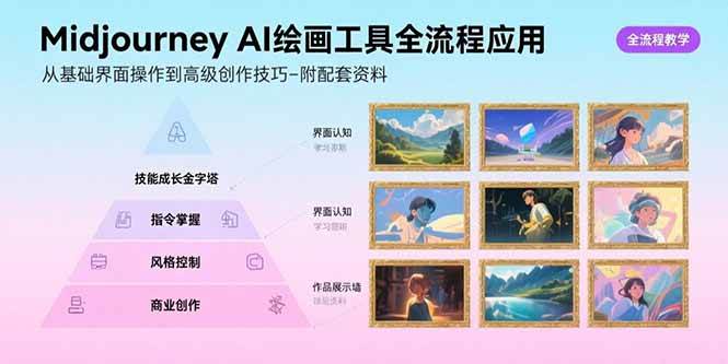 （15628期）Midjourney AI绘画工具全流程应用，从基础界面操作到高级创作-附配套资料-网亿资源平台