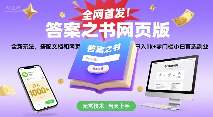 全网首发！答案之书网页版，全新玩法，搭配文档和网页，日入1k+零门槛小白首选副业【揭秘】-邪修侠 - 演示