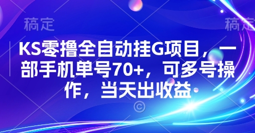 KS零撸全自动挂G项目，一部手机单号70+，可多号操作，当天出收益【揭秘】-邪修侠 - 演示