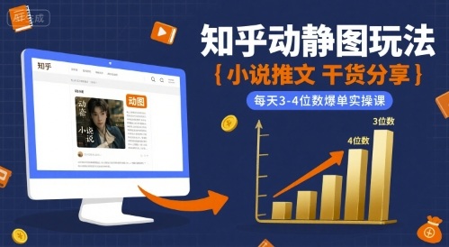 小说推文干货分享之知乎动静图玩法，每天3-4位数爆单实操课-网亿资源平台