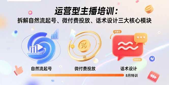 （15654期）运营型主播培训：拆解自然流起号、微付费投放、话术设计三大核心模块-8月-网亿资源平台