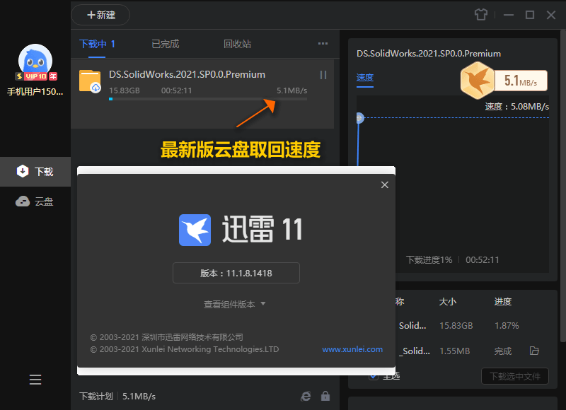 迅雷11 v12.4.1.3670绿色精简版-网亿资源平台