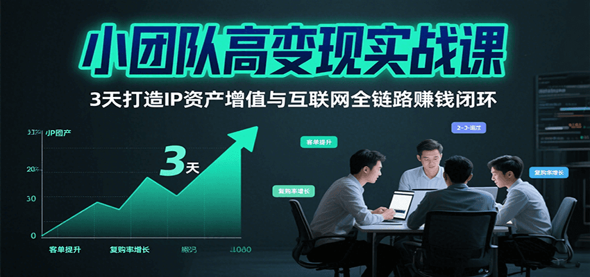 小团队高变现实战课，3天打造IP资产增值与互联网全链路赚钱闭环（第二期）-网亿资源平台