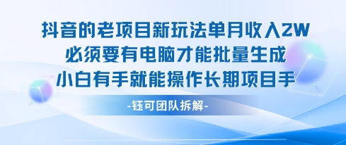 老项目新玩法单月收入2W小白有手就能操作长期项目-网亿资源平台