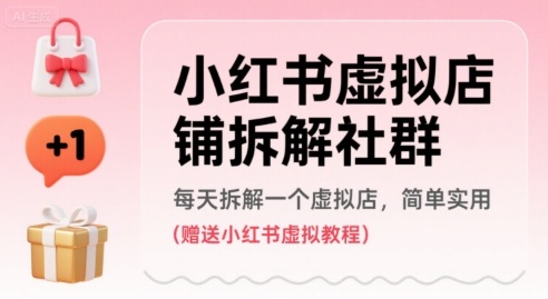 小红书虚拟店铺拆解社群，每天拆解一个虚拟店，简单实用(赠送小红书虚拟教程)-邪修侠 - 演示