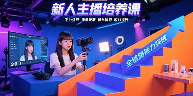 （15701期）新人主播培养课：平台适应-流量获取-粉丝留存-收益提升 全链路能力突破-网亿资源平台