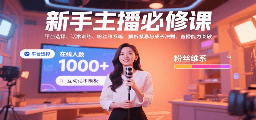 新手主播必修课：平台选择、话术训练、粉丝维系等，解析禁忌与成长法则，突破直播能力-网亿资源平台