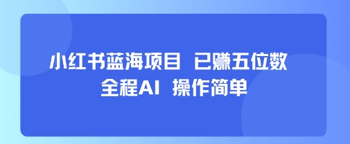 小红书蓝海项目，全程AI，操作简单，已挣五位数-网亿资源平台
