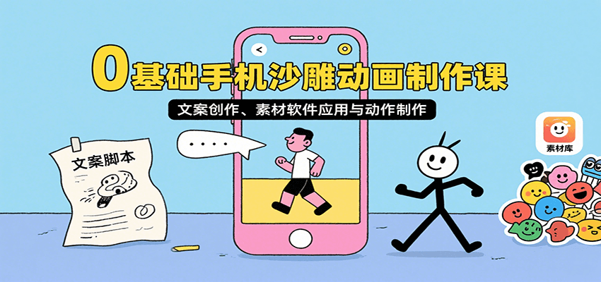 0基础手机沙雕动画制作课,文案创作、素材软件应用与动作制作-邪修侠 - 演示