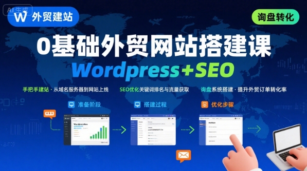 WordPress外贸建站+SEO优化课程，手把手教你从0到1搭建可获得询盘的外贸网站-网亿资源平台