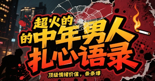 超火的中年男人扎心语录，顶级情绪价值，条条爆，AI操作简单-网亿资源平台