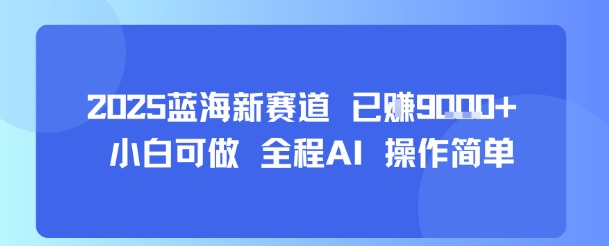 2025蓝海新赛道 已挣9k+ 小白可做 全程AI 操作简单-网亿资源平台