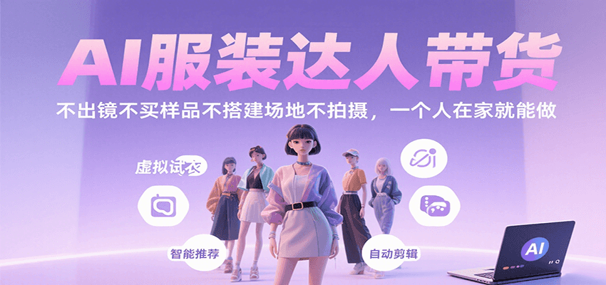 AI服装达人带货，不出镜不买样品不搭建场地不拍摄，一个人在家就能做-网亿资源平台