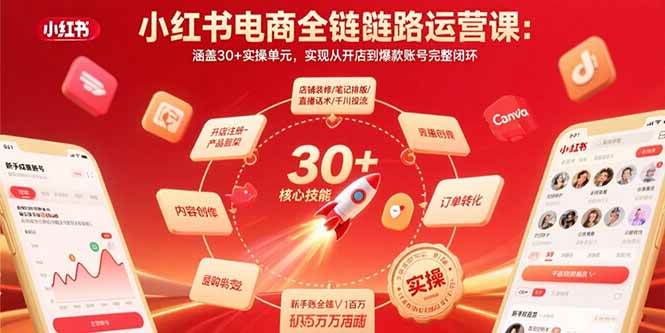 （15751期）小红书电商全链路运营课：涵盖30+实操单元，实现从开店到爆款账号完整闭环-网亿资源平台
