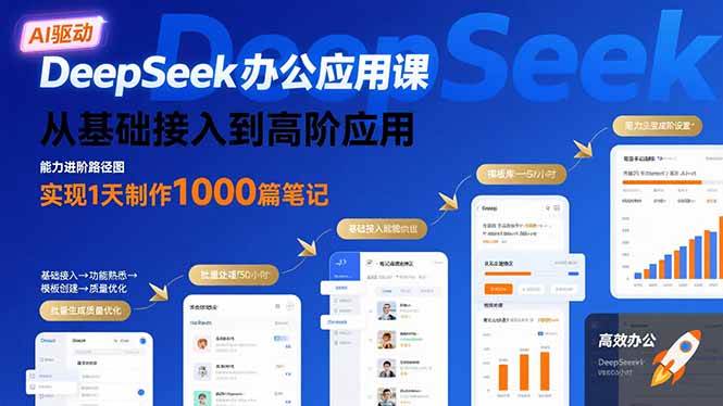 （15754期）DeepSeek办公应用课：从基础接入到高阶应用，实现1天制作1000篇笔记-网亿资源平台