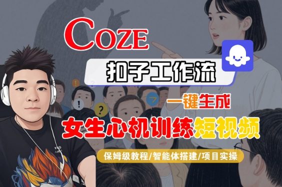 COZE扣子工作流一键生成女生心机训练短视频，保姆级教程-智能体搭建-项目实操-网亿资源平台