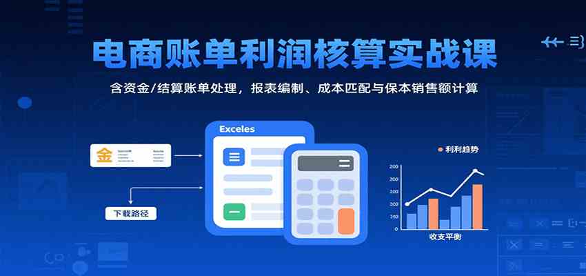 电商账单利润核算实战课：含资金/结算账单处理，报表编制、成本匹配与保本销售额计算-网亿资源平台
