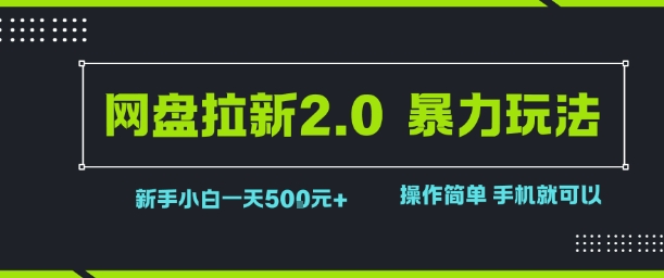 网盘拉新2.0暴力玩法，新手小白一天轻松5张，操作简单-网亿资源平台