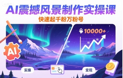 AI震撼风景制作实操课,快速起千粉万粉号