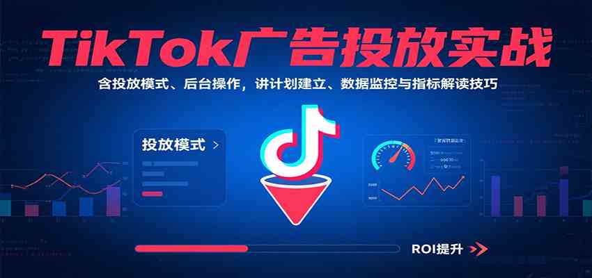 TikTok广告投放实战，含投放模式、后台操作，讲计划建立、数据监控与指标解读技巧-网亿资源平台