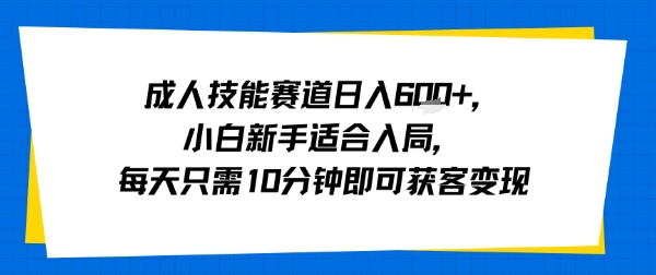 成人技能赛道日入多张，小白新手适合入局，每天只需10分钟即可获客变现-网亿资源平台
