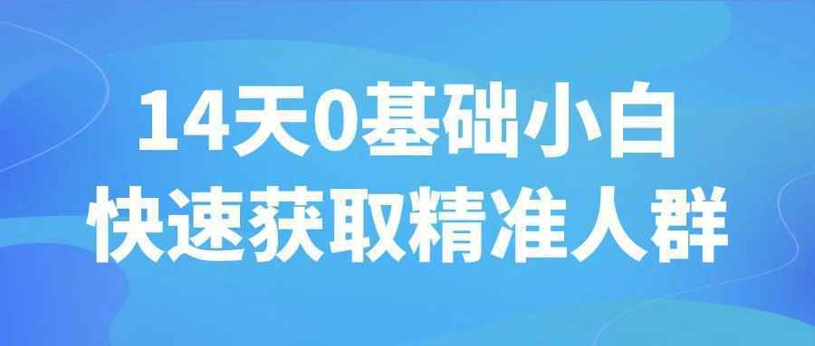 14天0基础小白快速获取精准人群-网亿资源平台
