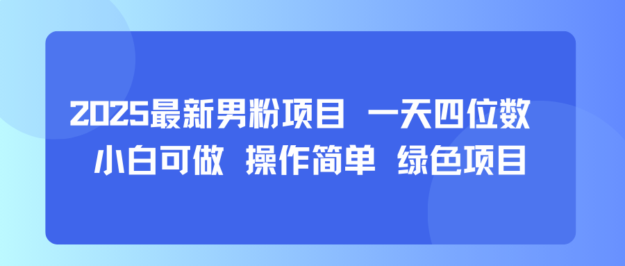 2025最新男粉项目 一天四位数 小白可做 操作简单 绿色项目-网亿资源平台