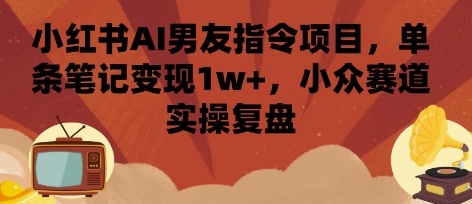小红书AI男友指令项目，单条笔记变现1w+，小众赛道实操复盘-网亿资源平台