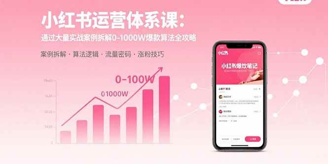 （15792期）小红书运营体系课：通过大量实战案例拆解0-1000W爆款算法全攻略-网亿资源平台
