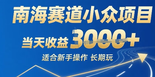 南海赛道小众项目，当天收益1k+适合新手操作可以长期玩-网亿资源平台