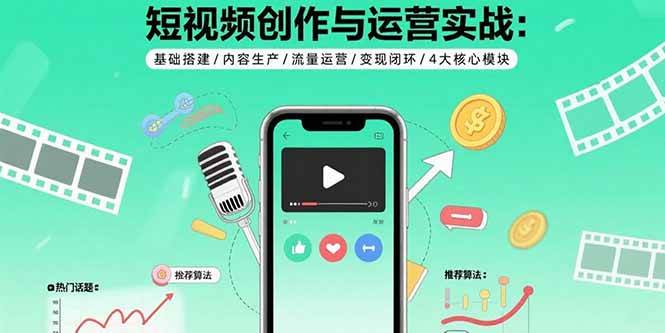 （15819期）短视频创作与运营实战：基础搭建/内容生产/流量运营/变现闭环/4大核心模块-网亿资源平台