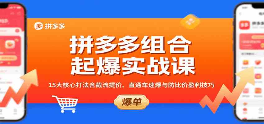 拼多多组合起爆实战课：15大核心打法含截流提价、直通车速爆与防比价盈利技巧-网亿资源平台