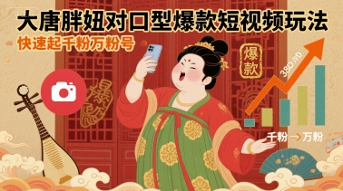 大唐胖妞对口型爆款短视频玩法，快速起千粉万粉号-网亿资源平台