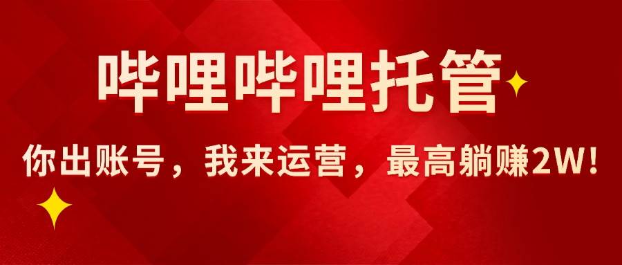 （15817期）【哔哩哔哩托管】AI短视频带货，你出账号，我来运营，最高躺赚2W!-网亿资源平台