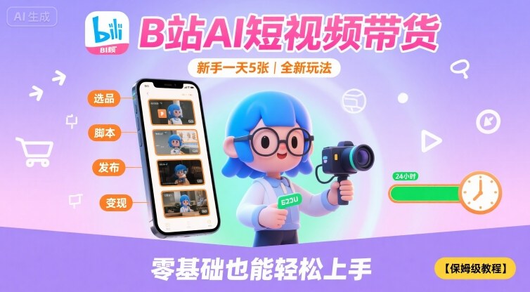 B站AI短视频带货，新手一天5张，全新玩法【保姆级教程】-邪修侠 - 演示