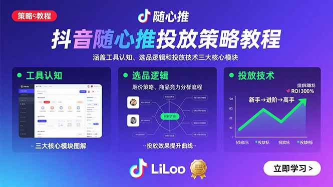 （15828期）抖音随心推投放策略教程：涵盖工具认知、选品逻辑和投放技术三大核心模块-网亿资源平台