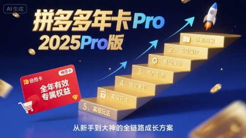 拼多多年卡2025Pro版，五大板块从认知到基础、从推广到活动、从活动到玩法-邪修侠 - 演示