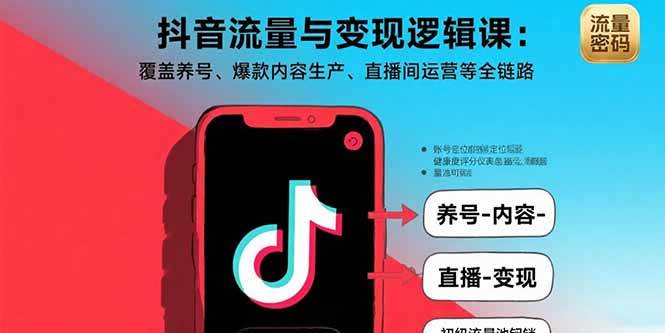 （15824期）抖音流量与变现逻辑课：覆盖养号、爆款内容生产、直播间运营等全链路-网亿资源平台
