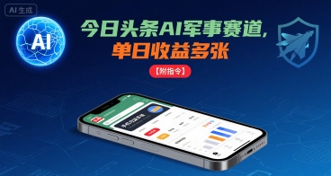 今日头条AI军事赛道，单日收益多张 ，手机可做【附指令】-网亿资源平台