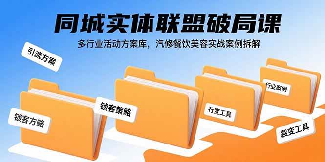 （15833期）同城实体联盟破局课，多行业活动方案库，汽修餐饮美容实战案例拆解-网亿资源平台