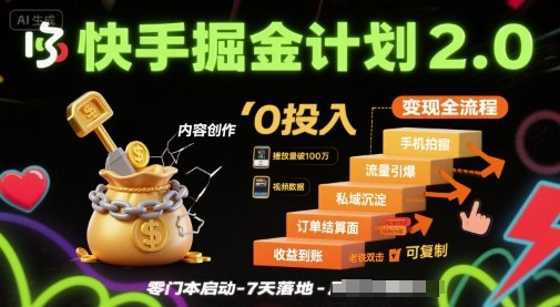 快手掘金计划2.0,快手电商变现全流程,简单可复制,0投入-邪修侠 - 演示