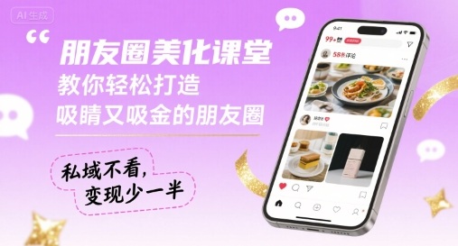 朋友圈美化课堂，教你轻松打造，吸睛又吸金的朋友圈，私域不看，变现少一半-网亿资源平台